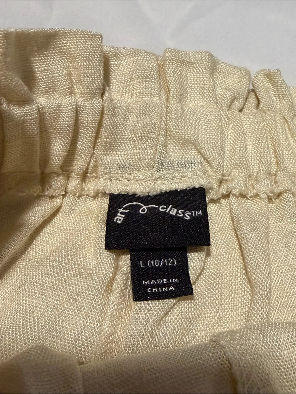 art class Girls' Beige Linen-blend Elastic-Waist Pull-On Shorts, NWT